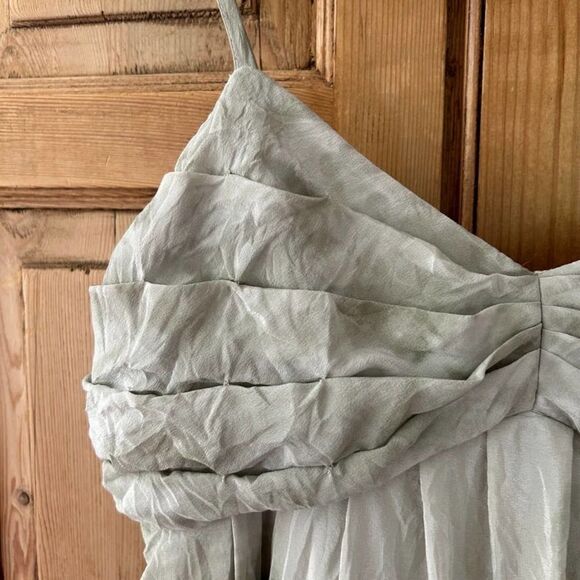 Women's Fei 2 Dress Gray Silk Anthropologie Watercolor Terrace Empire Bodice - Picture 3 of 11